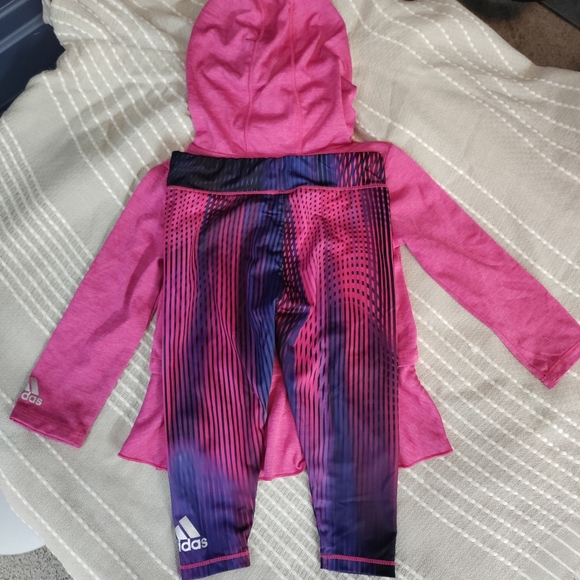 Adidas Girls 2PC Leggings Outfit Pink/Purple/Black- Size 12m - Picture 2 of 3